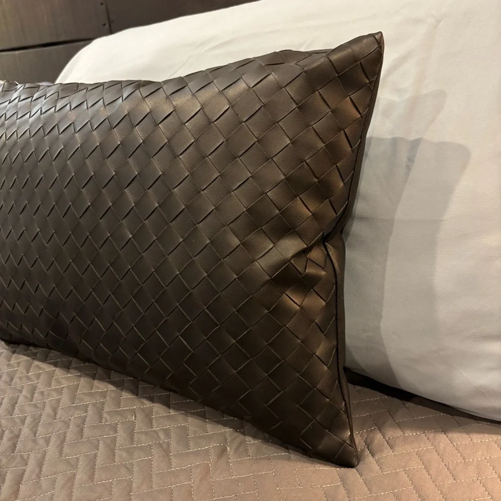 Frye Throw Pillow Black Faux Woven 19